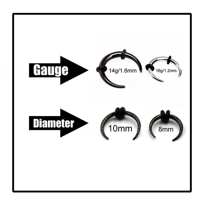1 gab. Ķirurģiskā tērauda OX rags vintage deguns starpsienas gredzens stīpa auss klikšķinātājs pakavs auss konusveida pīrsings auskars ķermeņa rotaslietas 16G un 14G