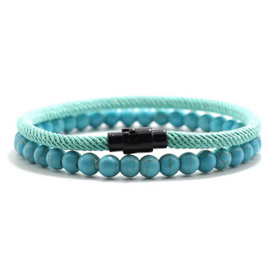 2 τμχ Αντρικό σετ βραχιολιών που ταιριάζουν με Natural Tiger Eyes Stone βραχιόλι Homme Lucky Nylon Βραχιόλι με σχοινί Pulseira Masculina Boyfriend Δώρο