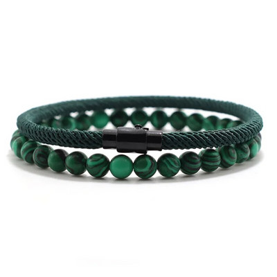 2 τμχ Αντρικό σετ βραχιολιών που ταιριάζουν με Natural Tiger Eyes Stone βραχιόλι Homme Lucky Nylon Βραχιόλι με σχοινί Pulseira Masculina Boyfriend Δώρο