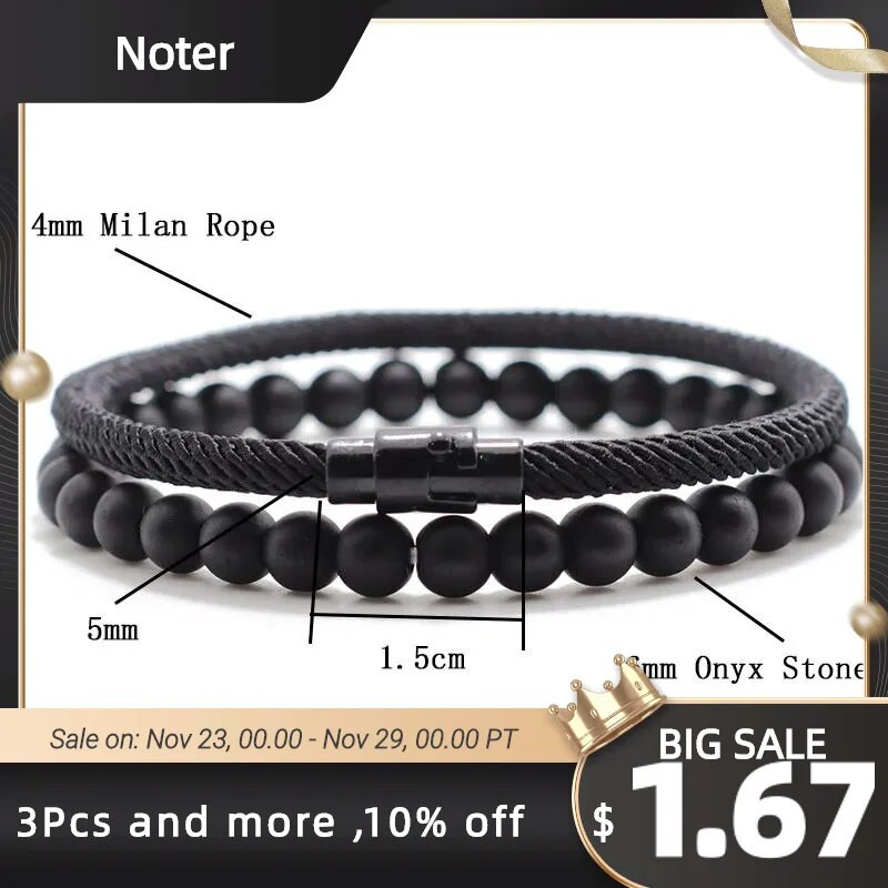 2 τμχ Αντρικό σετ βραχιολιών που ταιριάζουν με Natural Tiger Eyes Stone βραχιόλι Homme Lucky Nylon Βραχιόλι με σχοινί Pulseira Masculina Boyfriend Δώρο