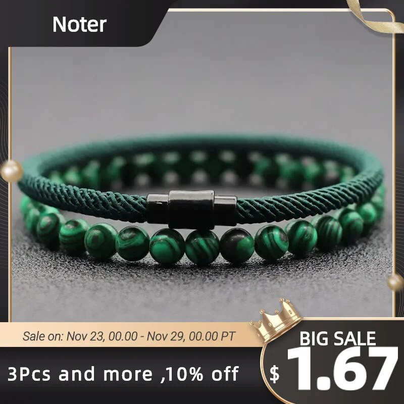 2 τμχ Αντρικό σετ βραχιολιών που ταιριάζουν με Natural Tiger Eyes Stone βραχιόλι Homme Lucky Nylon Βραχιόλι με σχοινί Pulseira Masculina Boyfriend Δώρο