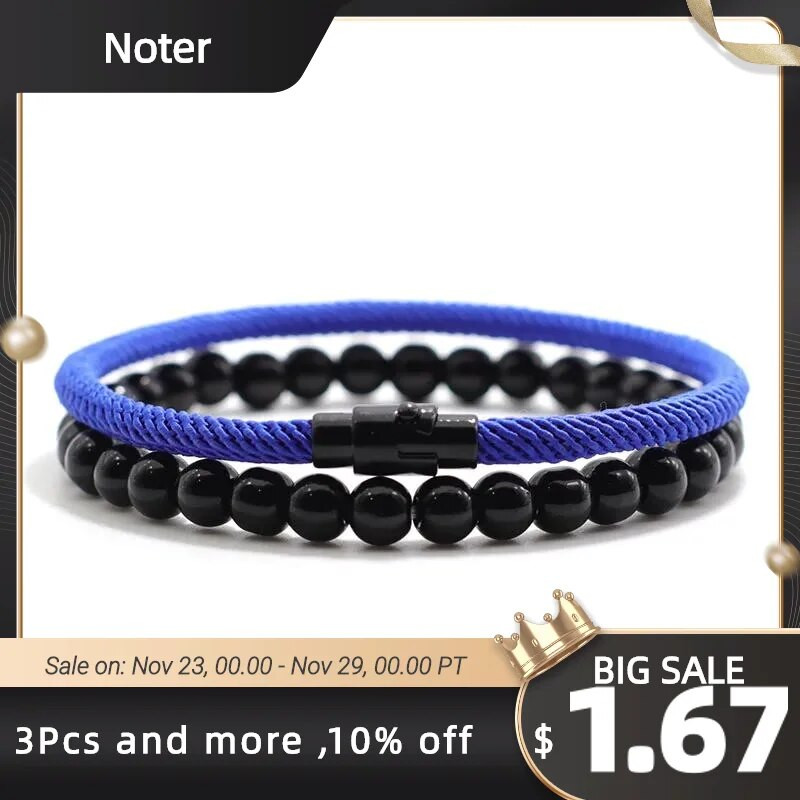 2 τμχ Αντρικό σετ βραχιολιών που ταιριάζουν με Natural Tiger Eyes Stone βραχιόλι Homme Lucky Nylon Βραχιόλι με σχοινί Pulseira Masculina Boyfriend Δώρο