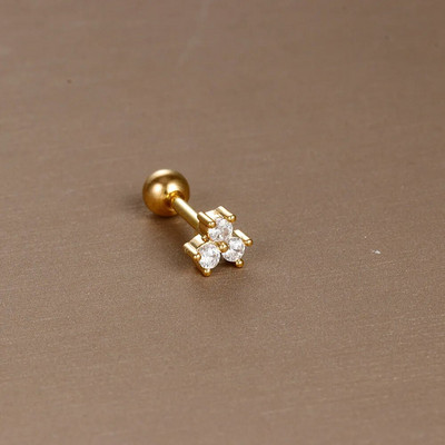 1 gabals Jauna dizaina nerūsējošā tērauda kristāla cirkonija zvaigžņu mēness kniedes auskari ar dubultgalvu, skrūvējamu skrimšļu auskari pīrsingu rotaslietas