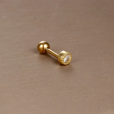 1 gabals Jauna dizaina nerūsējošā tērauda kristāla cirkonija zvaigžņu mēness kniedes auskari ar dubultgalvu, skrūvējamu skrimšļu auskari pīrsingu rotaslietas