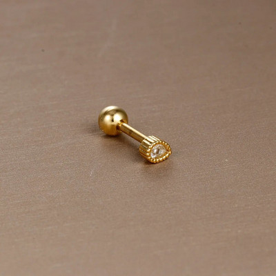 1 gabals Jauna dizaina nerūsējošā tērauda kristāla cirkonija zvaigžņu mēness kniedes auskari ar dubultgalvu, skrūvējamu skrimšļu auskari pīrsingu rotaslietas