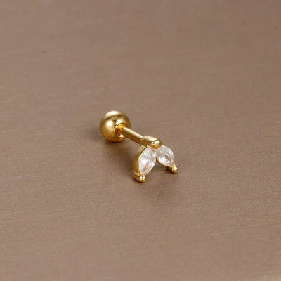 1 gabals Jauna dizaina nerūsējošā tērauda kristāla cirkonija zvaigžņu mēness kniedes auskari ar dubultgalvu, skrūvējamu skrimšļu auskari pīrsingu rotaslietas