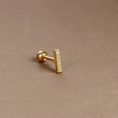 1 gabals Jauna dizaina nerūsējošā tērauda kristāla cirkonija zvaigžņu mēness kniedes auskari ar dubultgalvu, skrūvējamu skrimšļu auskari pīrsingu rotaslietas