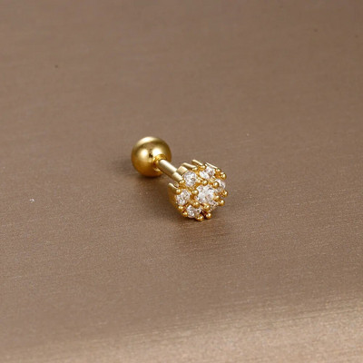 1 gabals Jauna dizaina nerūsējošā tērauda kristāla cirkonija zvaigžņu mēness kniedes auskari ar dubultgalvu, skrūvējamu skrimšļu auskari pīrsingu rotaslietas