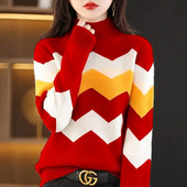 2023. gada rudens un ziemas jauns biezs kašmira džemperis sieviešu džemperis ar džemperi ar augstu kakla izgriezumu, silts, brīvs trikotāžas džemperis.