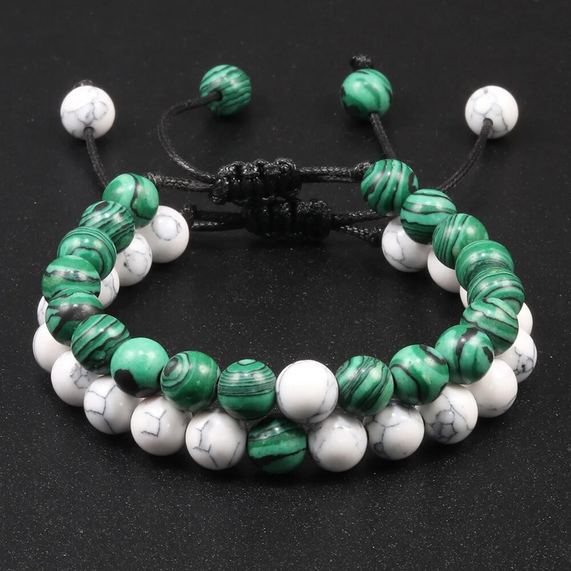 2 vnt / rinkinys pintos apyrankės, vyriškos natūralaus akmens YingYang lavos karoliukų apyrankės, jogos apyrankės geriausio draugo papuošalų poros dovanų rinkinys unisex