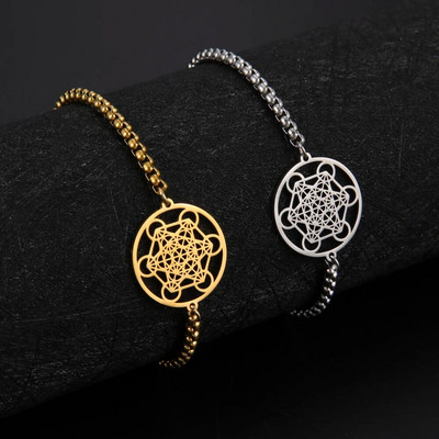Skyrim arkangyal Metatron kocka karkötők női férfiak szent geometria doboz lánc karkötő rozsdamentes acél amulett vallási ékszerek