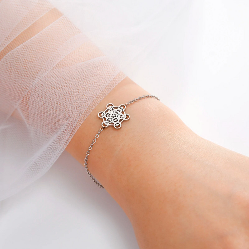 Skyrim Arkangelo Metatrono kubo apyrankės Moteriškos Vyriškos Šventos geometrijos dėžutės grandinės apyrankės nerūdijančio plieno amuletas religiniai papuošalai