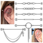 1PC Rūpnieciskais pīrsings Juvelierizstrādājumu ķēde Industriālais stienis Auskari Ķirurģiski Tērauds Industriālie Auskari Rūpnieciskie Stieņa Pīrsings