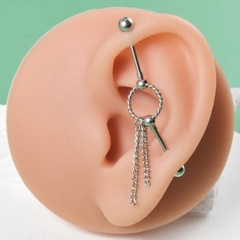 1PC Industrial Piercing Αλυσίδα κοσμημάτων Industrial Barbell Earrings Surgical Steel Industrial Earrings Industrial Bar Piercing