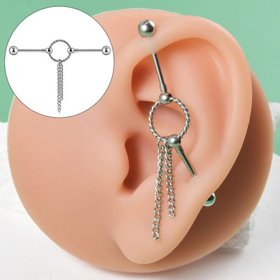 1PC Rūpnieciskais pīrsings Juvelierizstrādājumu ķēde Industriālais stienis Auskari Ķirurģiski Tērauds Industriālie Auskari Rūpnieciskie Stieņa Pīrsings