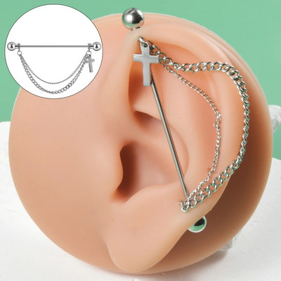 1PC Rūpnieciskais pīrsings Juvelierizstrādājumu ķēde Industriālais stienis Auskari Ķirurģiski Tērauds Industriālie Auskari Rūpnieciskie Stieņa Pīrsings