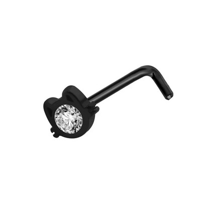 1 τμχ χαριτωμένα καρφιά μύτης σε σχήμα γάτας από ζιργκόν Απλά δαχτυλίδια μύτης από ανοξείδωτο ατσάλι Μόδα κοσμήματα για διάτρηση σώματος ζώων