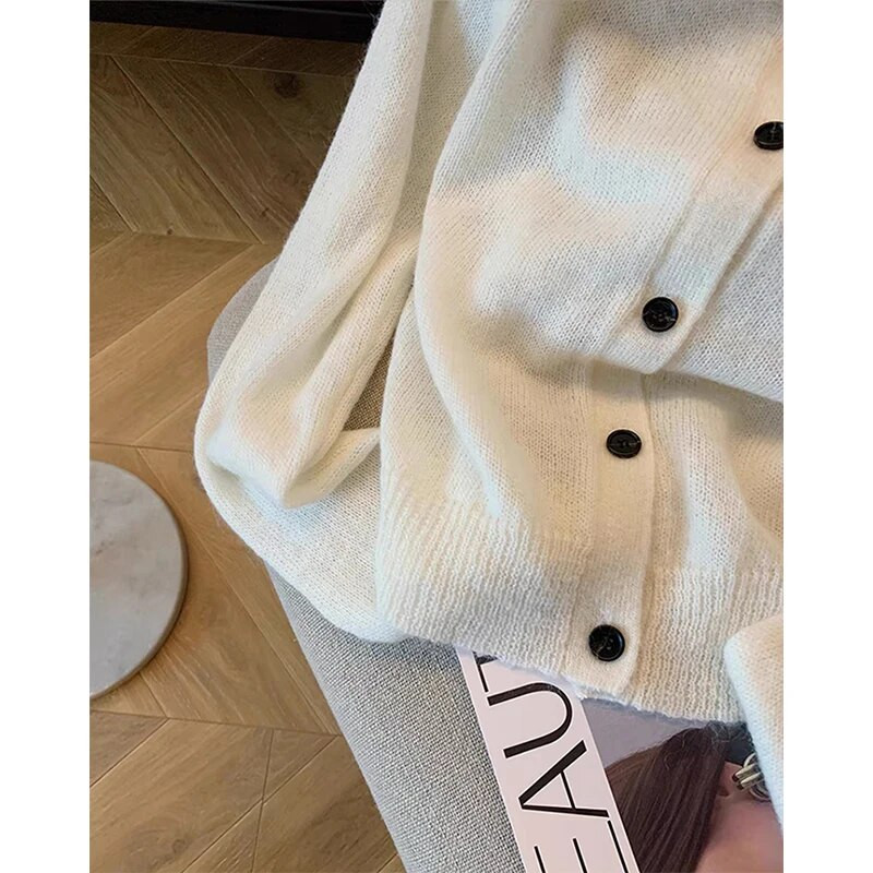 Ielu apģērbi Ziedu trikotāžas jaciņa sieviešu izšuvumi džemperis mētelis korejiešu apgriezti ziedi trikotāža Saldi eleganti vienkārši džemperi Jauns