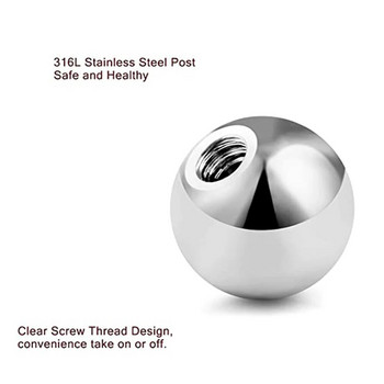 Резервни топки с външна резба Пластмаса от хирургическа стомана за промишлени пръстени за зърна с щанга Пиърсинг на пъпа на езика 3 мм