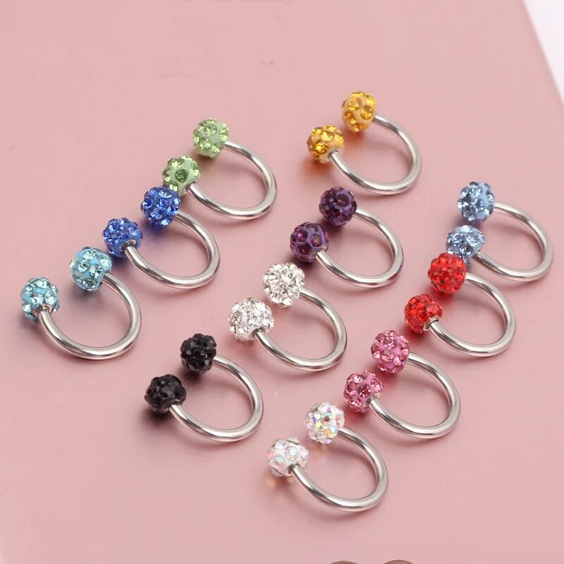 Čekiškas grąžtas auskarų smeigtukai pasagos lankelis žiedas nosies segtukas dvigubas krištolo rutulys pertvaros Auskarų vėrimas papuošalai CBR žiedas nosies auskarų vėrimas žiedas ausys