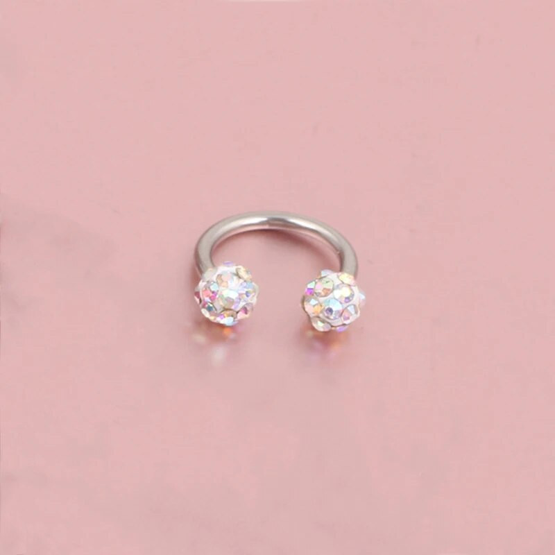 Čekiškas grąžtas auskarų smeigtukai pasagos lankelis žiedas nosies segtukas dvigubas krištolo rutulys pertvaros Auskarų vėrimas papuošalai CBR žiedas nosies auskarų vėrimas žiedas ausys