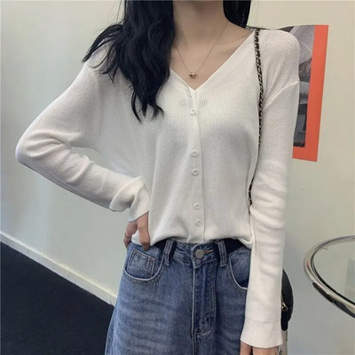 Φρούτα-πράσινη πλεκτή ζακέτα για γυναίκες το καλοκαίρι του 2023 Φορέστε λεπτή ανοιχτή κλείδα επάνω μέρος Ice Silk Κλιματιζόμενο πουκάμισο μακρυμάνικο