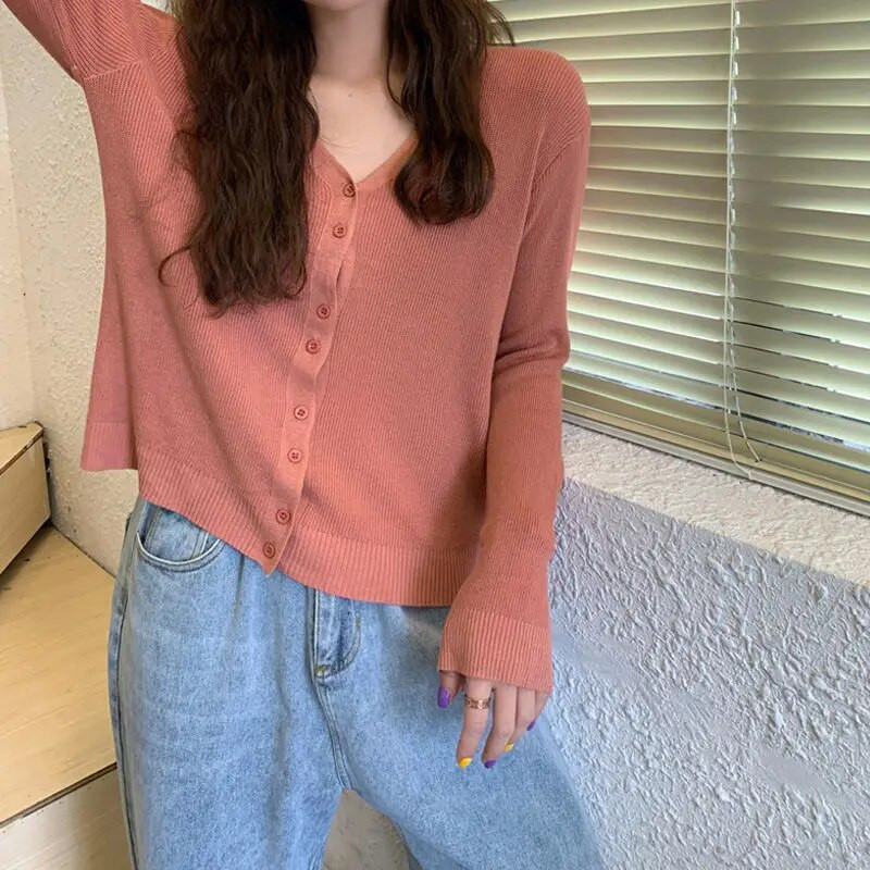 Φρούτα-πράσινη πλεκτή ζακέτα για γυναίκες το καλοκαίρι του 2023 Φορέστε λεπτή ανοιχτή κλείδα επάνω μέρος Ice Silk Κλιματιζόμενο πουκάμισο μακρυμάνικο