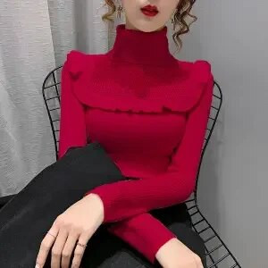 Φθινοπωρινό χειμερινό γυναικείο πλεκτό πέτο Ξύλινο αυτί Slim-fit Jumper Γυναικεία