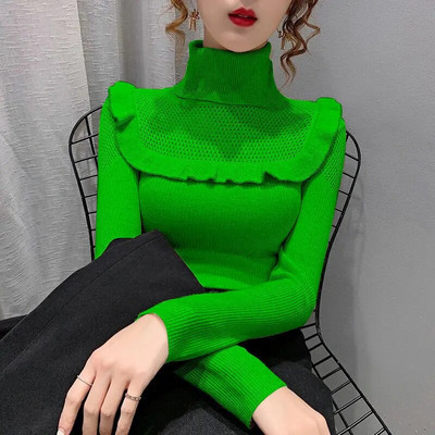 Есен Зима Дамски трикотаж с ревер Дървени уши Slim-Fit Jumper Дамски