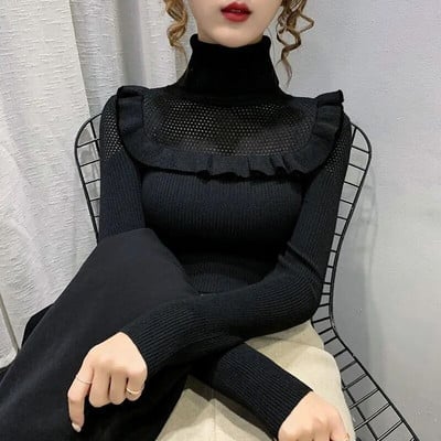 Φθινοπωρινό χειμερινό γυναικείο πλεκτό πέτο Ξύλινο αυτί Slim-fit Jumper Γυναικεία