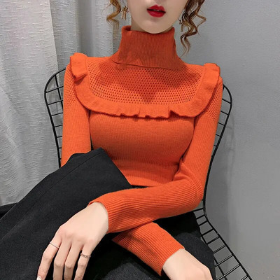 Φθινοπωρινό χειμερινό γυναικείο πλεκτό πέτο Ξύλινο αυτί Slim-fit Jumper Γυναικεία