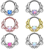 1 ΤΕΜ. Χάλκινο γοτθικό στεφάνι μύτης με κρίκους κρυστάλλινους κρίκους έλικας αυτιού τρυπήματα οπάλιο Σκουλαρίκια διάφραγμα Nariz Κοσμήματα διάτρησης