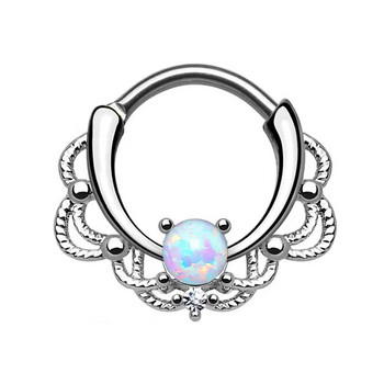 1PC Медни готически пръстени с обръч за преграда на носа Crystal Ear Helix Clicker Piercings Opal Gem Nariz Earring Прегради за пиърсинг Jewelrys