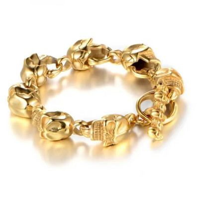 Populāri pārdod klasiskās modes panku nerūsējošā tērauda galvaskausa rokassprādzes vīriešu šarms, gotiskā stila rokassprādze, rotaslieta, dāvana