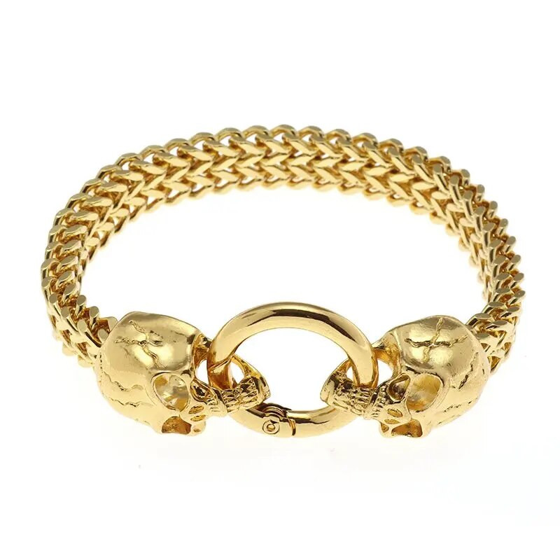 Populāri pārdod klasiskās modes panku nerūsējošā tērauda galvaskausa rokassprādzes vīriešu šarms, gotiskā stila rokassprādze, rotaslieta, dāvana