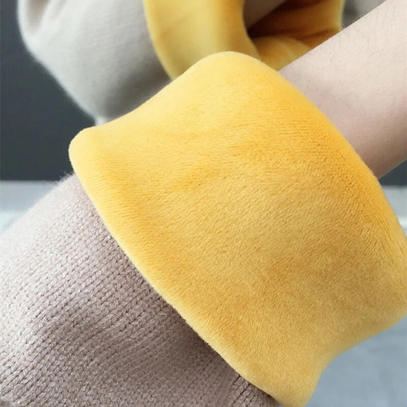 Winter Thicken Plus Βελούδινα Πουλόβερ Γυναικεία Casual Ζεστά Πλεκτά Πουλόβερ Κορεάτικα πλεκτά με επένδυση Fleece Μπλούζες με ραβδώσεις καινούργιο