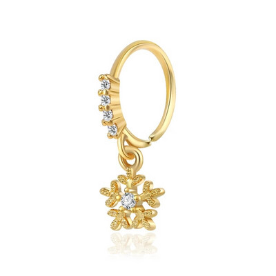 Jõulune rippuv ninasõrmus Värviline tsirkoonist jõulupuu kellad lumehelbed rippuvad nina augustamise ehted naistele ja tüdrukutele