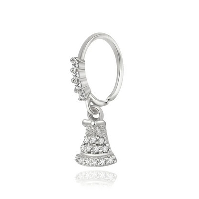 Jõulune rippuv ninasõrmus Värviline tsirkoonist jõulupuu kellad lumehelbed rippuvad nina augustamise ehted naistele ja tüdrukutele