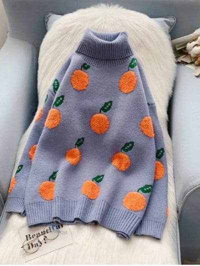 Moteriški drabužiai, 2023 m. Korėjos mados naujiena Rudens žiema moteriški megztiniai su siauru kaklu, palaidi viršutiniai drabužiai ilgomis rankovėmis trikotažo megztiniai