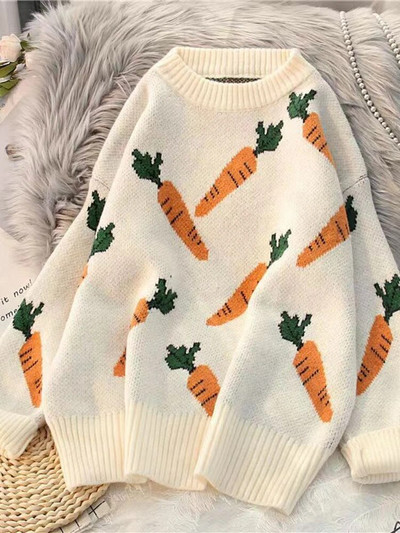 Moteriški drabužiai, 2023 m. Korėjos mados naujiena Rudens žiema moteriški megztiniai su siauru kaklu, palaidi viršutiniai drabužiai ilgomis rankovėmis trikotažo megztiniai