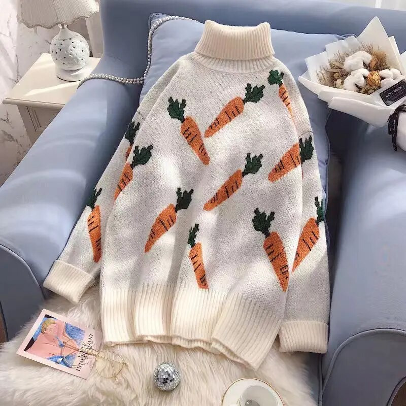 Moteriški drabužiai, 2023 m. Korėjos mados naujiena Rudens žiema moteriški megztiniai su siauru kaklu, palaidi viršutiniai drabužiai ilgomis rankovėmis trikotažo megztiniai