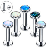1 ΤΕΜ από ανοξείδωτο ατσάλι Opal Tragus Σκουλαρίκι Opal Labret Piercing Lip Stud Χόνδρος Piercing Helix Κοσμήματα σκουλαρίκι με κόγχη