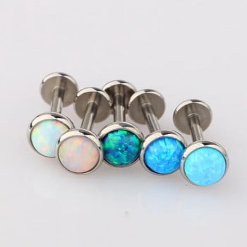 1PCS Неръждаема стомана Opal Tragus Earring Stud Opal Labret Piercing Lip Stud Piercing хрущял Helix Jewelry Conch Earring Rook