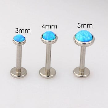 1PCS Неръждаема стомана Opal Tragus Earring Stud Opal Labret Piercing Lip Stud Piercing хрущял Helix Jewelry Conch Earring Rook