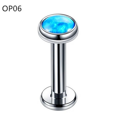 1 ΤΕΜ από ανοξείδωτο ατσάλι Opal Tragus Σκουλαρίκι Opal Labret Piercing Lip Stud Χόνδρος Piercing Helix Κοσμήματα σκουλαρίκι με κόγχη