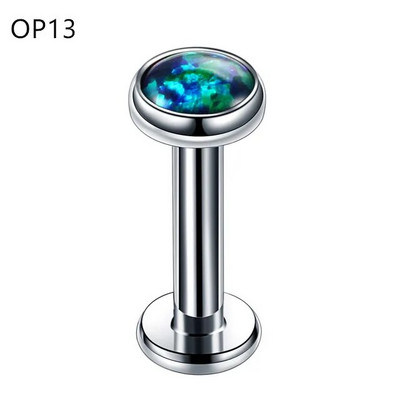 1 ΤΕΜ από ανοξείδωτο ατσάλι Opal Tragus Σκουλαρίκι Opal Labret Piercing Lip Stud Χόνδρος Piercing Helix Κοσμήματα σκουλαρίκι με κόγχη