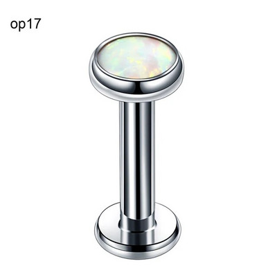 1 ΤΕΜ από ανοξείδωτο ατσάλι Opal Tragus Σκουλαρίκι Opal Labret Piercing Lip Stud Χόνδρος Piercing Helix Κοσμήματα σκουλαρίκι με κόγχη