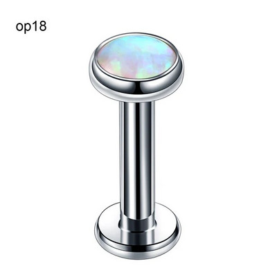 1 ΤΕΜ από ανοξείδωτο ατσάλι Opal Tragus Σκουλαρίκι Opal Labret Piercing Lip Stud Χόνδρος Piercing Helix Κοσμήματα σκουλαρίκι με κόγχη