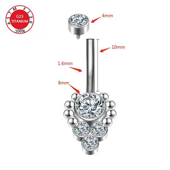 ASTM F136 Titanium Heart Polishing Belly Button Piercing Ring Girl Κοσμήματα Ομφαλός Καμπύλες Bead Bellybutton Barbell για γυναίκες Δώρο