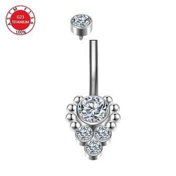 ASTM F136 Titanium Heart Polishing Belly Button Piercing Ring Girl Κοσμήματα Ομφαλός Καμπύλες Bead Bellybutton Barbell για γυναίκες Δώρο